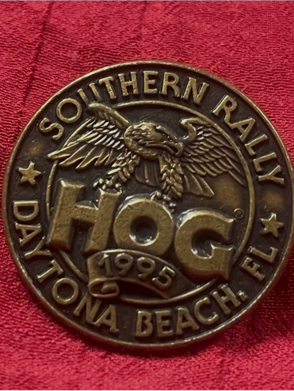 Vintage Southern Rally Daytona Beach 1995 Commemorative Medal Pin- Bronze Tone
